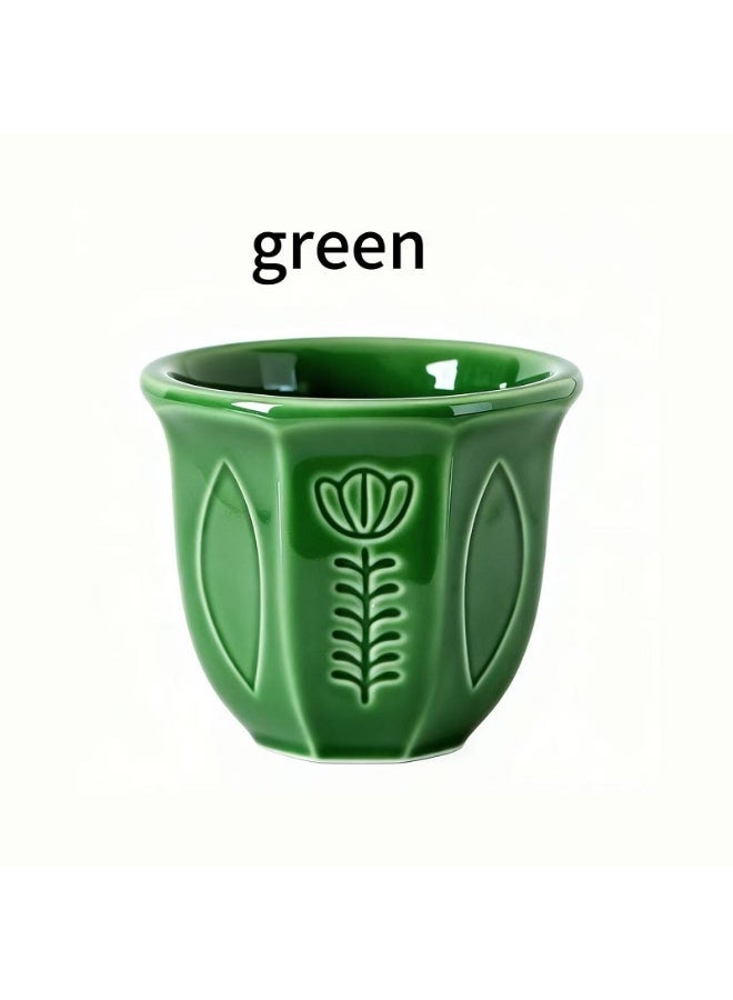 مجموعة 6 فناجين قهوة خزف - نمط نباتي 100مل لقهوة/شاي العرب، لاجتماعات المنزل وهدايا رمضان - Image 4